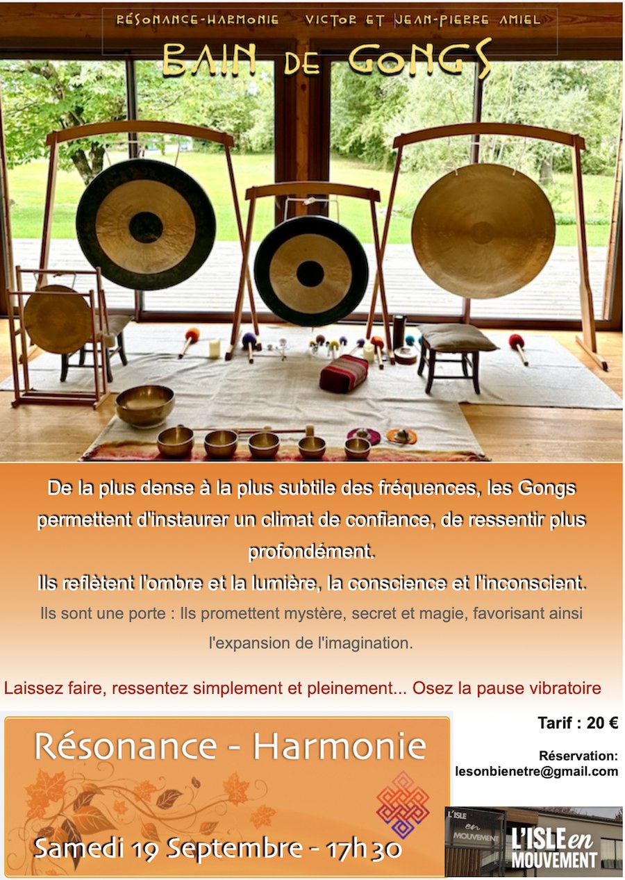 Affiche Bain de gongs — samedi 19 septembre 2026 à 17h30 à L'Isle-Jourdain